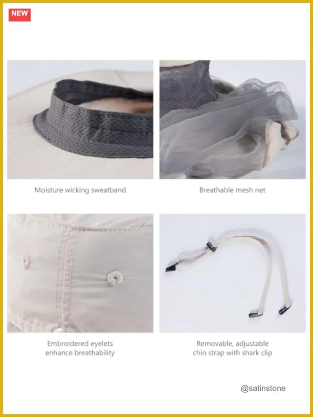 UPF 50+ Sun Hat with Mosquito Net and Neck Flap for Fishing Hiking